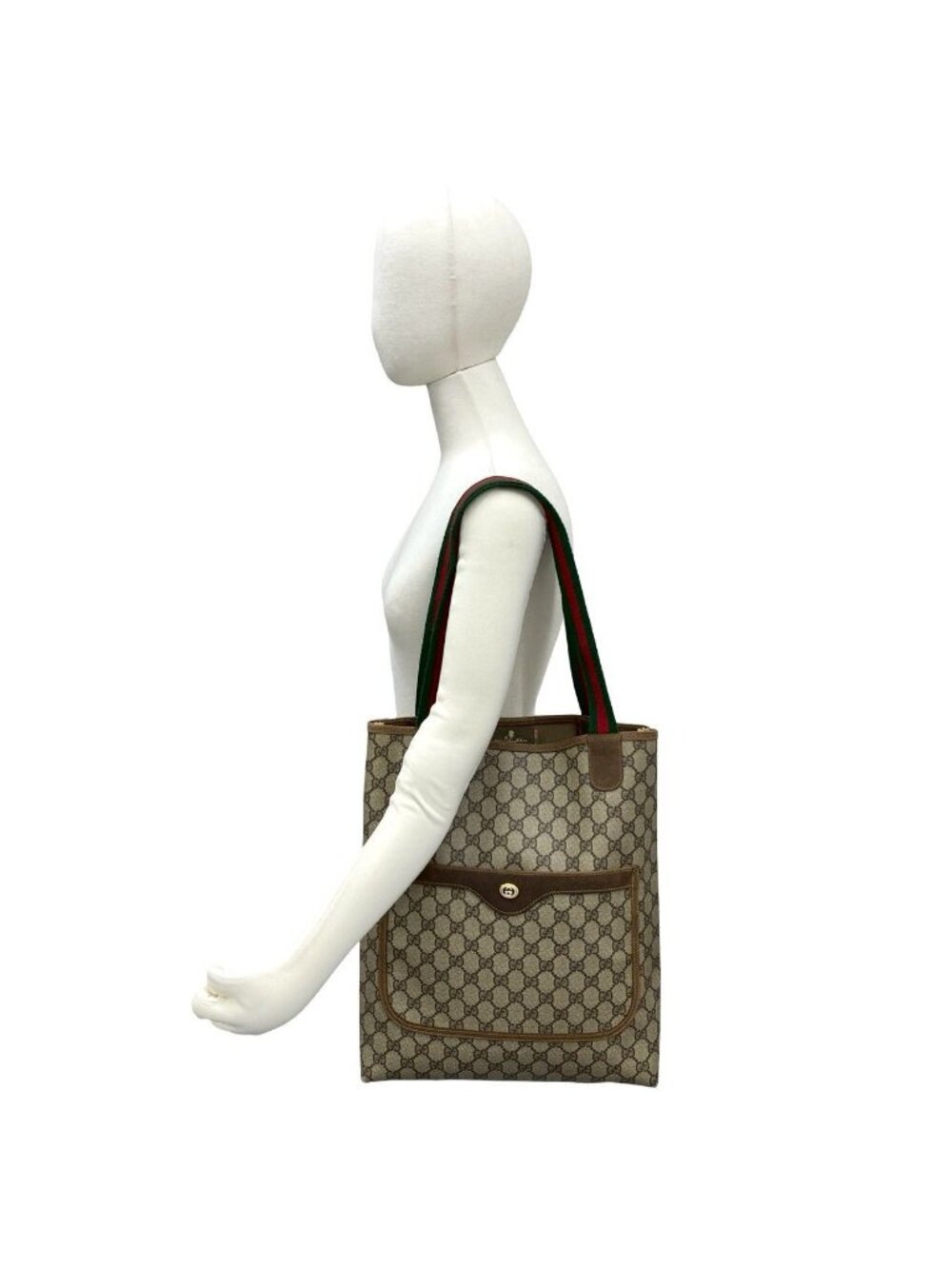 Gucci Vintage Sherry Line GG Logo Leather Tote Brown - Picture 2 of 10